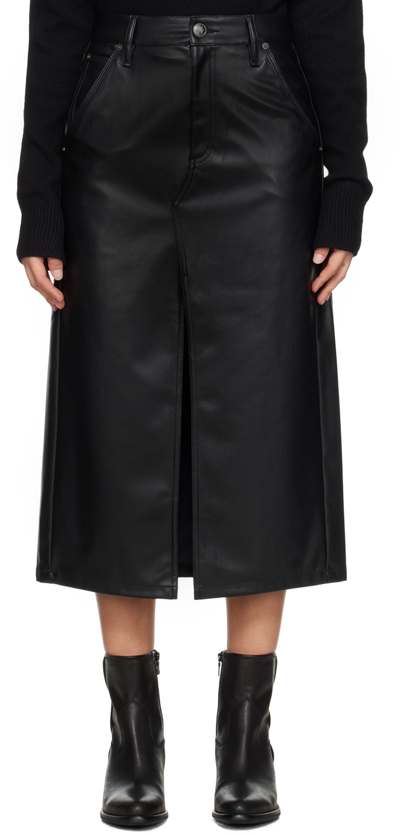 Shop Rag & Bone Black Sid Faux-leather Midi Skirt