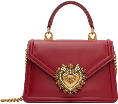 Shop Dolce & Gabbana Red Small Devotion Bag In 87124 Rosso Papavero