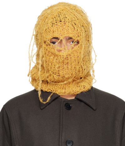 Shop Airei Yellow Loose Thread Balaclava In Saffron