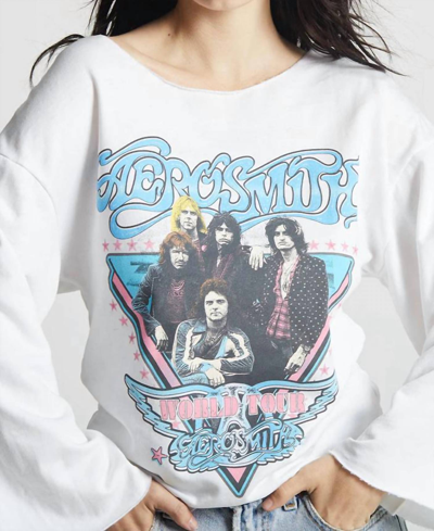 Shop Recycled Karma Aerosmith World Tour Bell Sleeve Top In White