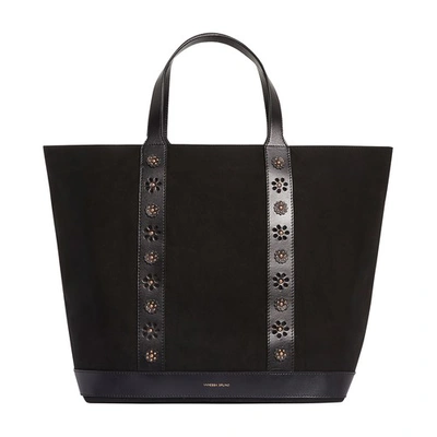 Shop Vanessa Bruno Canvas Leather L Cabas Tote Bag In Noir