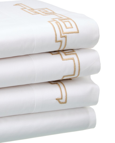 Shop Dea Italian Linens Sinfonia Toscana Geo Embroidery Percale Sheet Set In White