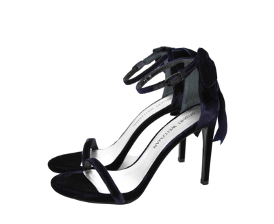 Shop Stuart Weitzman Women's Velvet Ankle Strap Mybow Sandal In Blue