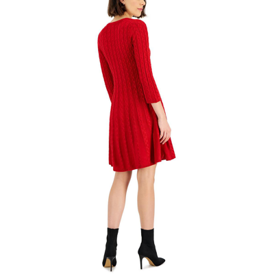 Jessica Howard Plus Size V-neck Cable-knit Sweater Dress In Pink