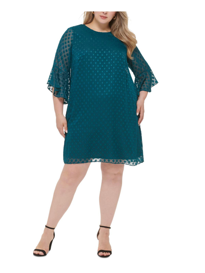 Shop Jessica Howard Plus Womens Textured Knee Shift Dress In Blue