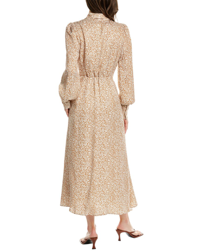 Shop Elie Tahari Tie Front Linen-blend Midi Dress In Beige