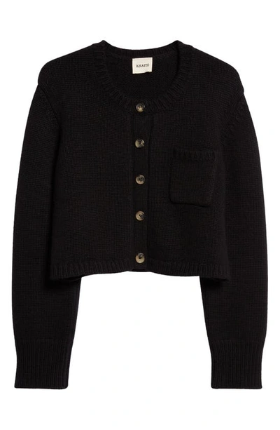 Shop Khaite Lavan Cashmere Crop Cardigan In Black