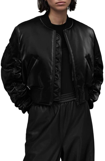 Allsaints Callie Shine Bomber Jacket In Black