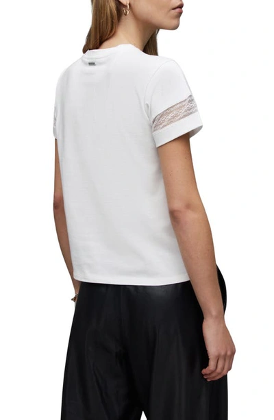 Shop Allsaints Anna Lace Inset T-shirt In Optic White