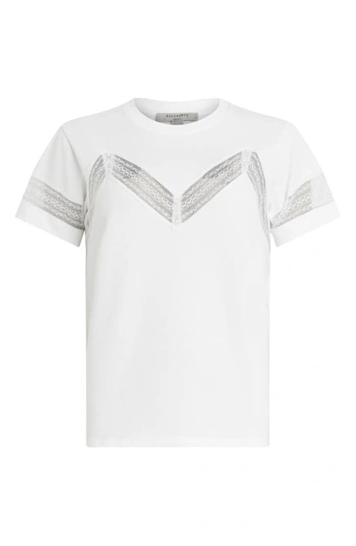 Shop Allsaints Anna Lace Inset T-shirt In Optic White