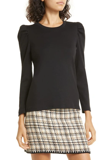 Veronica Beard Britney Rib Top In Black