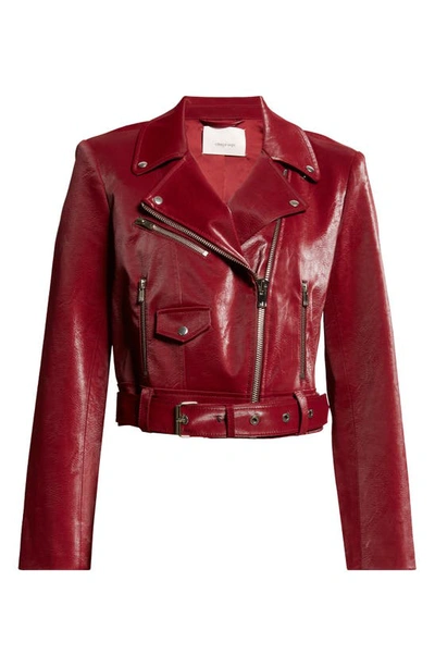 Shop Cinq À Sept Zoe Faux Leather Moto Jacket In Oxblood