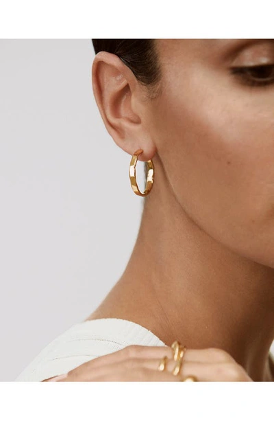 Shop Monica Vinader Medium Siren Muse Wave Hoop Earrings In 18ct Gold Vermeil