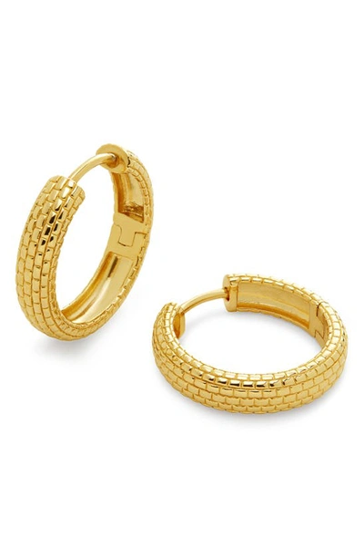 Shop Monica Vinader Small Heirloom Hoop Earrings In 18ct Gold Vermeil