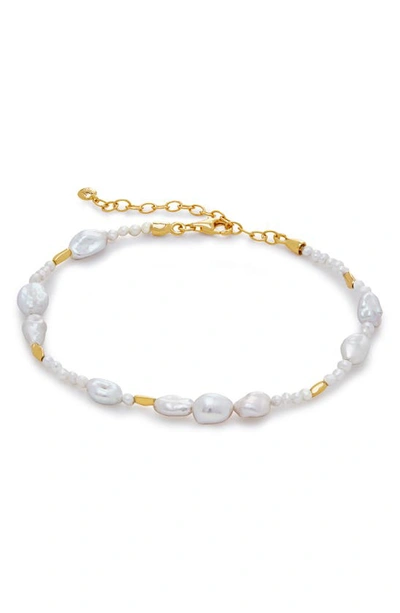 Shop Monica Vinader Pearl Scatter Bracelet In 18ct Gold Vermeil / Pearl