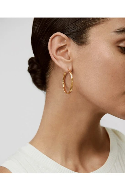 Shop Monica Vinader Large Siren Muse Wave Hoop Earrings In 18ct Gold Vermeil
