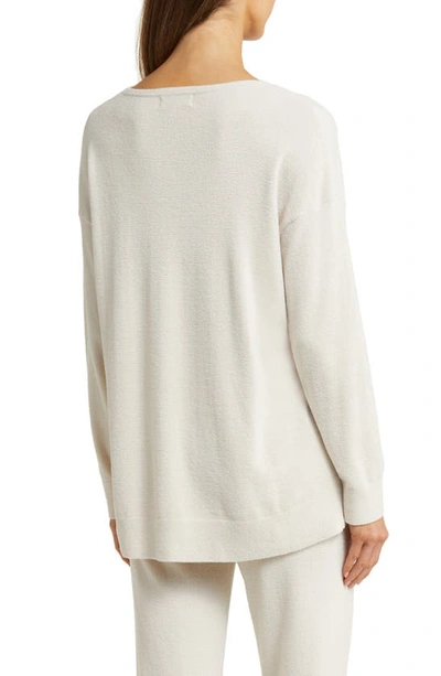 Barefoot Dreams High-low Hem V-neck Pajama Pullover Sweater In Almond