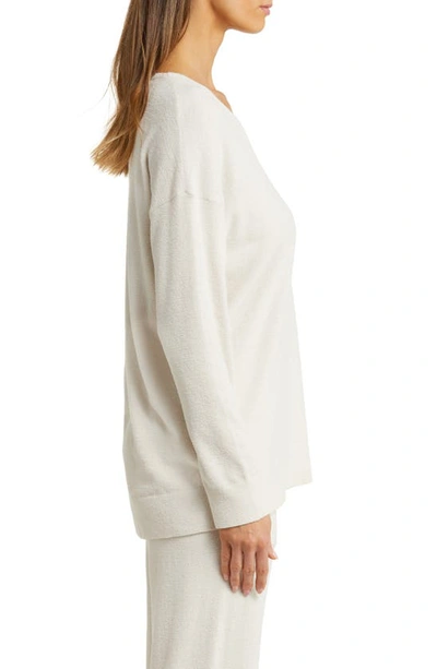 Barefoot Dreams High-low Hem V-neck Pajama Pullover Sweater In Almond