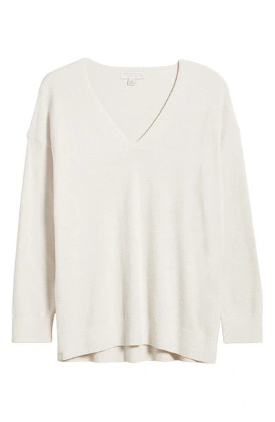 Barefoot Dreams High-low Hem V-neck Pajama Pullover Sweater In Almond