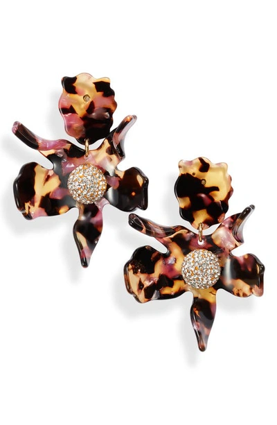 Shop Lele Sadoughi Crystal Lily Earrings In Rose Tortoise