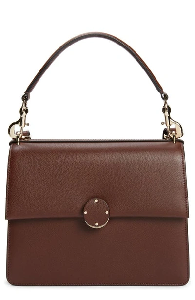 Shop Chloé Penelope Leather Shoulder Bag In Chocolate 25c