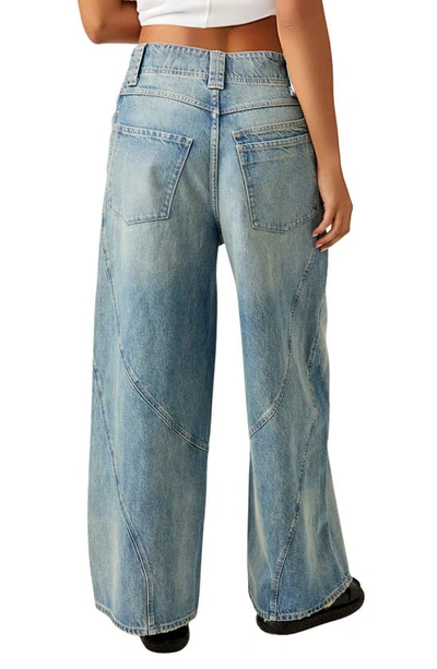 Shop Free People Chill Vibes Wide Leg Jeans In Hayley Blue