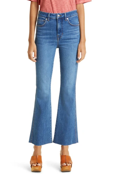 Shop Veronica Beard Carson Raw Hem High Waist Ankle Flare Jeans In Serendipity