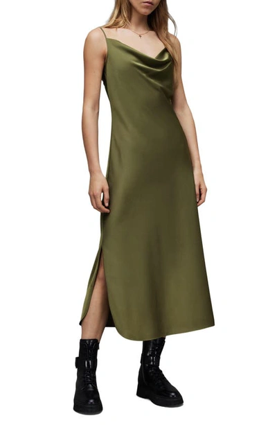 Allsaints Hadley Midi Dress In Khaki Green