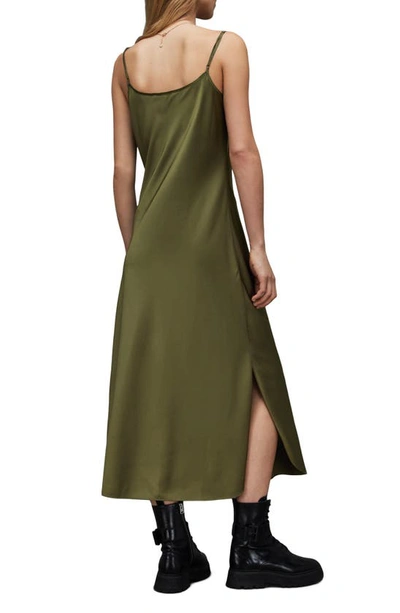 Allsaints Hadley Midi Dress In Khaki Green