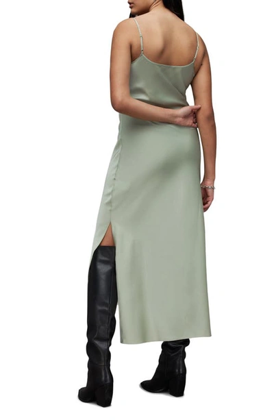 Allsaints Hadley Satin Slipdress In Pistachio Green
