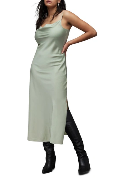 Allsaints Hadley Satin Slipdress In Pistachio Green