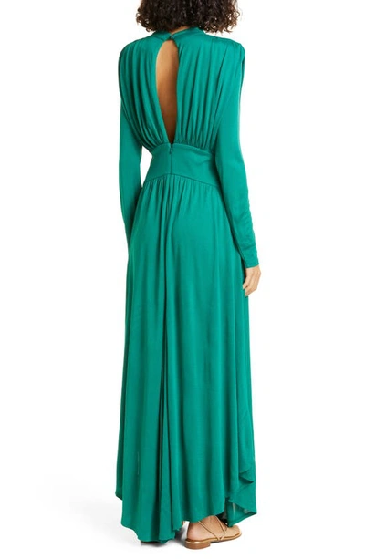 Shop Farm Rio Mock Neck Long Sleeve Maxi Dress In Emerald