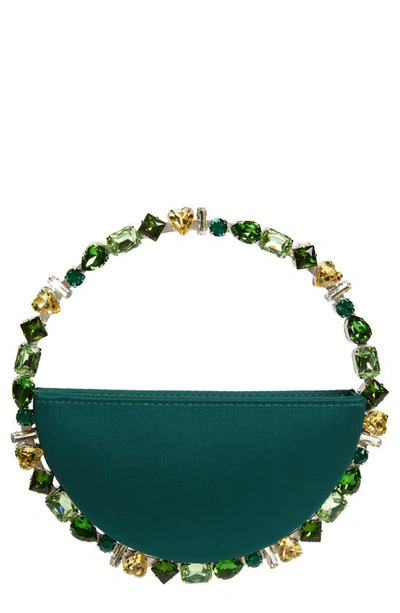 Shop L'alingi Eternity Crystal Top Handle Bag In Emerald