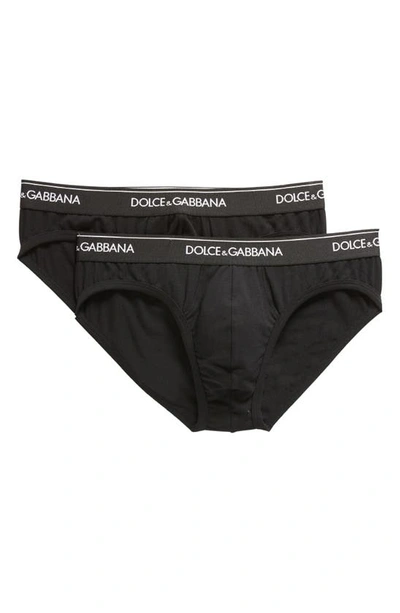 Shop Dolce & Gabbana 2-pack Logo Waist Briefs In Black