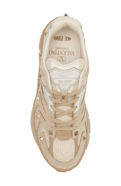 Shop Valentino Ms-2960 Rockstud Sneaker In Mxy -beige