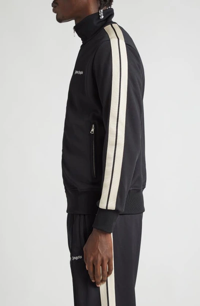 Palm Angels Black High Neck Sweatshirt With Logo Lettering On The Front In Wool Blend Man In Black White