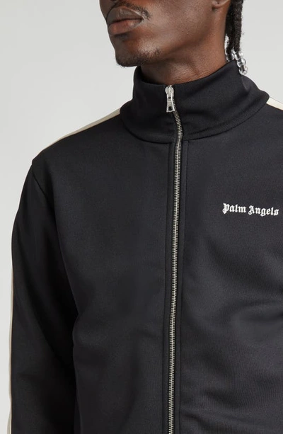 Palm Angels Black High Neck Sweatshirt With Logo Lettering On The Front In Wool Blend Man In Black White