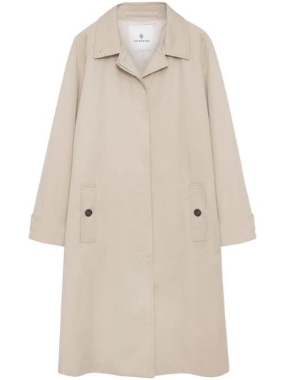 Anine Bing Randy Cotton Trench Coat In Neutrals