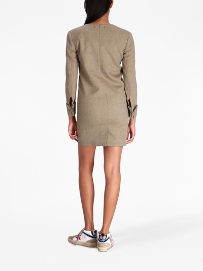 Shop Golden Goose V-neck Wool Minidress In Brown