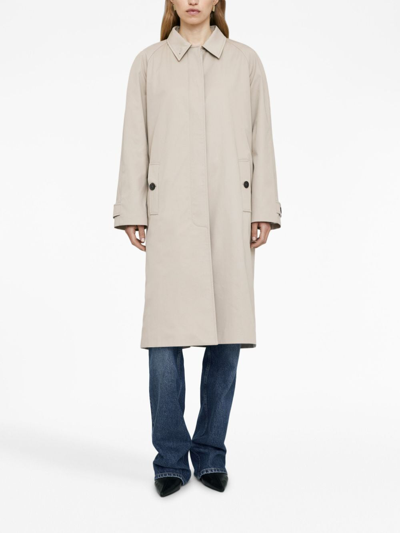 Anine Bing Randy Cotton Trench Coat In Neutrals