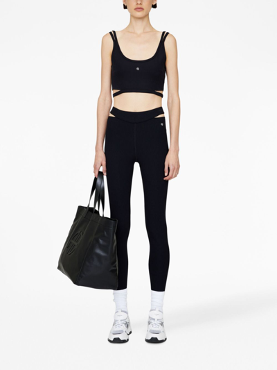 Shop Anine Bing Aimee Ribbed Leggings In Black