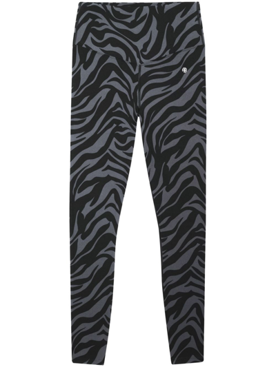 Shop Anine Bing Black Zebra-print Leggings