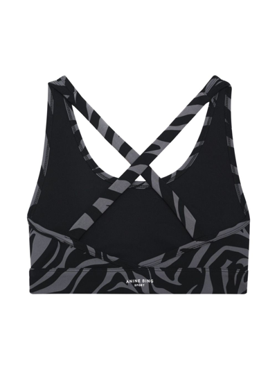 Shop Anine Bing Axel Zebra-print Bra In Black