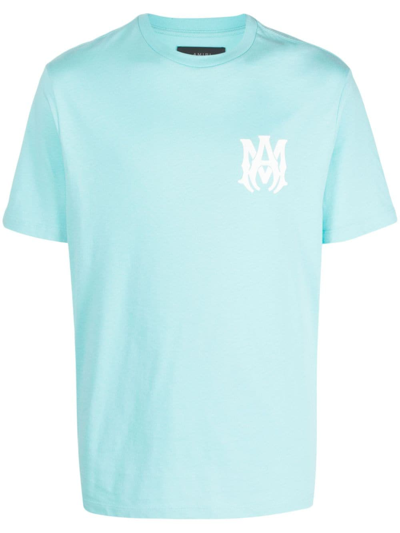 Shop Amiri Logo-print Cotton T-shirt In Blue
