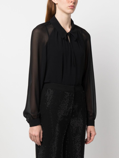 Shop Claudie Pierlot Semi-sheer Long-sleeved Shirt In Black