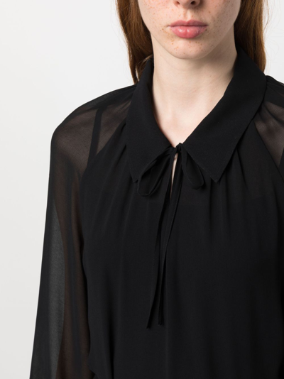 Shop Claudie Pierlot Semi-sheer Long-sleeved Shirt In Black