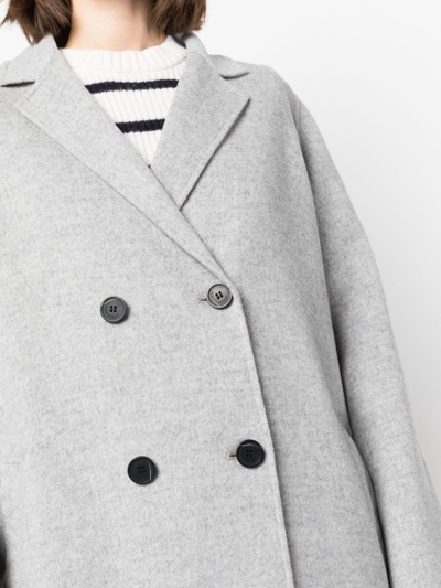 Shop Claudie Pierlot Double-breasted Notched Coat In Grey