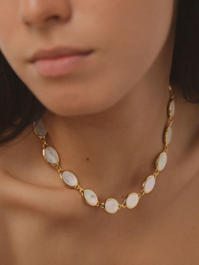 Shop Autore Moda Chloe Mother-of-pearl Necklace In Gold