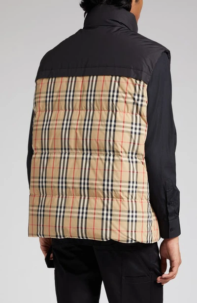Shop Burberry Oakwood Down Reversible Vest In Archive Beige Ip Chk