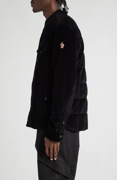 Shop Moncler Gelt Quilted Stretch Corduroy Down Shacket In Black